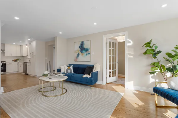 a living room with furniture