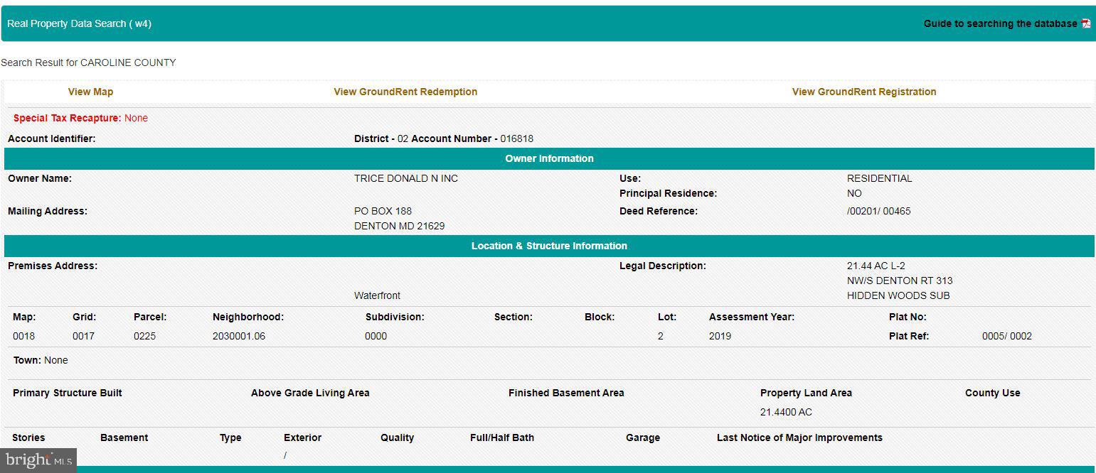 0 Porters Landing Road Greensboro, MD 21639 - Photo 11 of 23 SDAT Base Information
