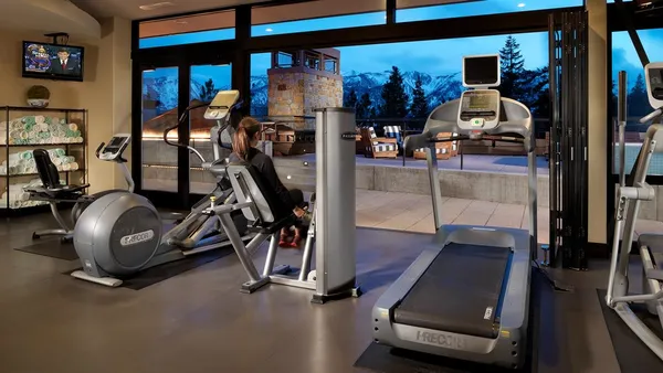 a room with gym equipment