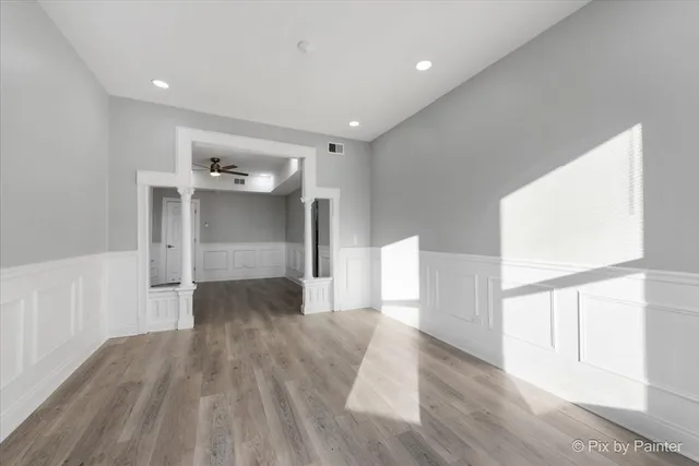 an empty room with windows