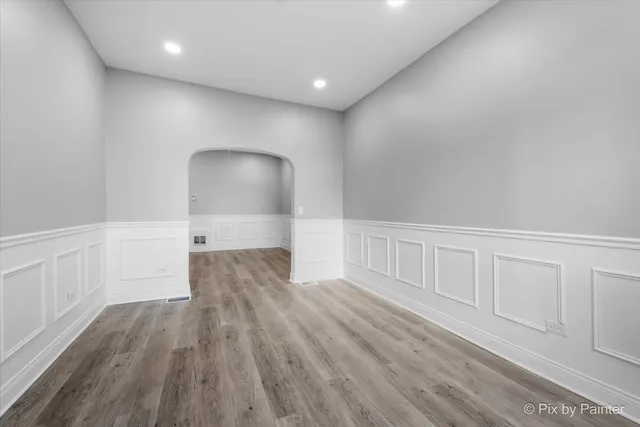 a view of a house with a white door