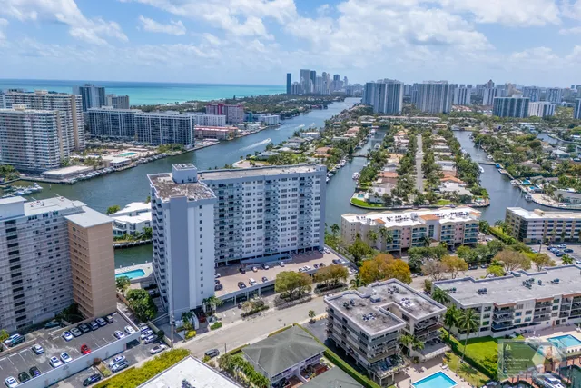 a view of a building with lake view