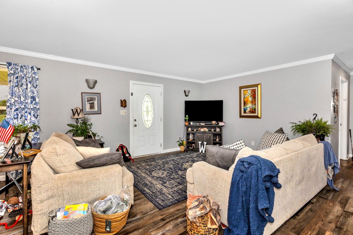 113 Elliot Road Ardmore, TN 38449 - Photo 2 of 25 a living room with furniture a potted plant and a flat screen tv