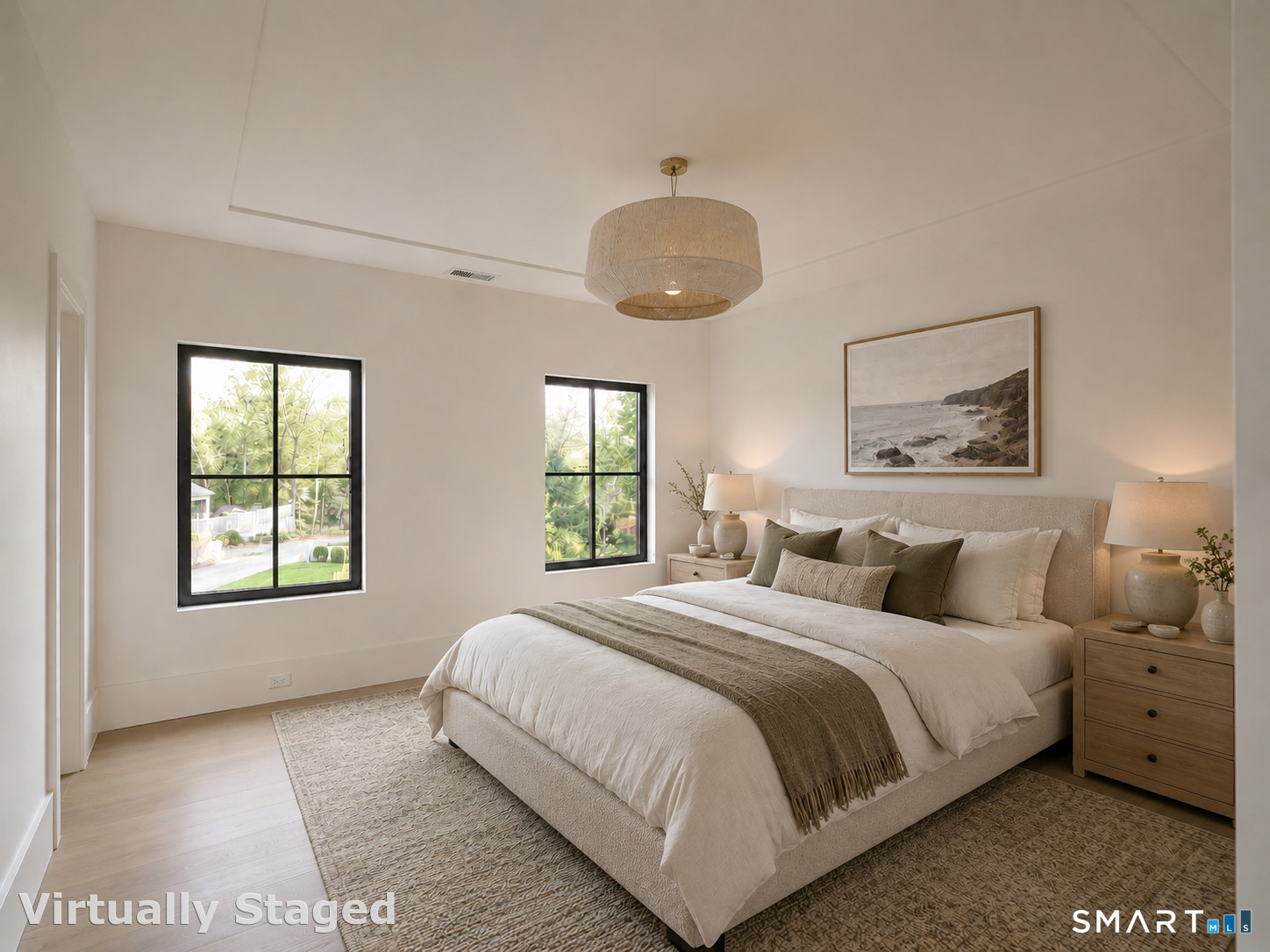 45 Old Farm Road Darien, CT 06820 - Photo 24 of 38 a bedroom with a large bed and a chandelier
