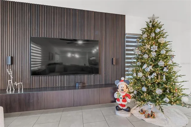 a living room with a flower garden