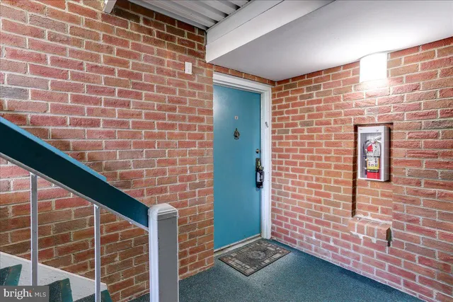 a brick building with a window