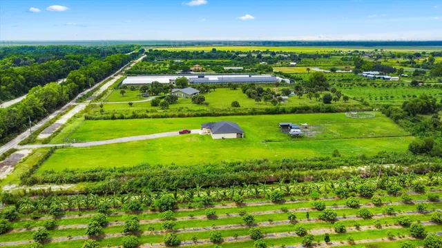 a view of a golf course with a garden