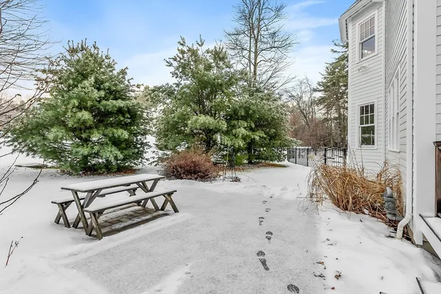 a view of a covered with snow in the background