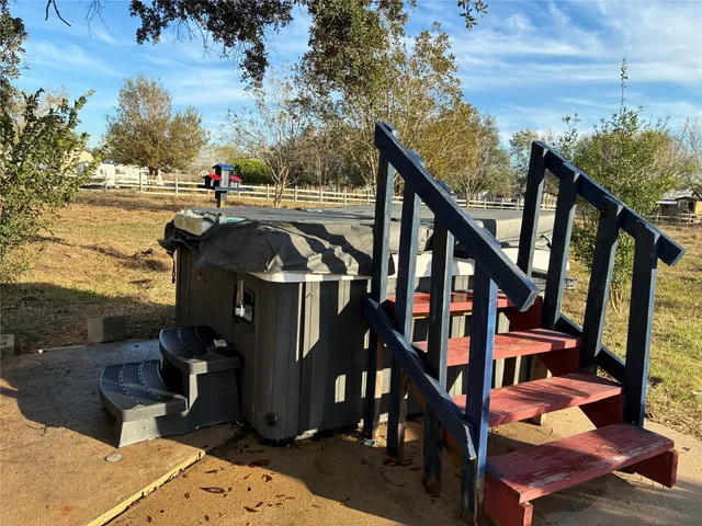 a view of an ocean with staircase