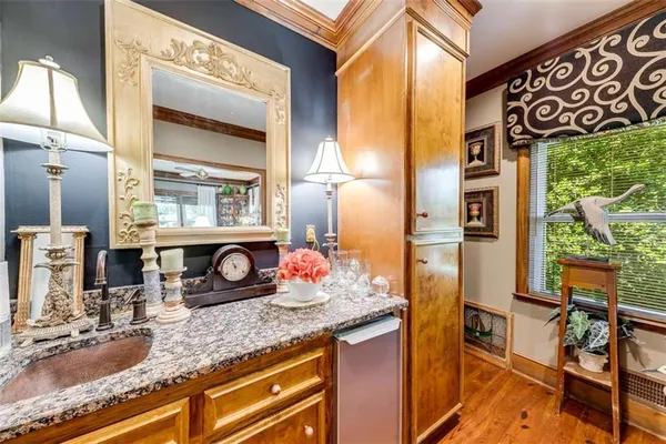 a kitchen with lots of counter top space
