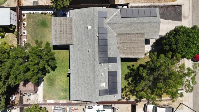 an aerial view of a house