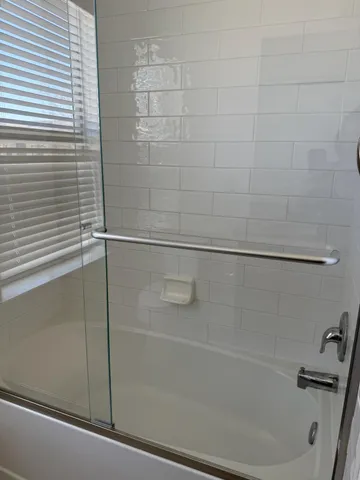 a bathroom with a bathtub
