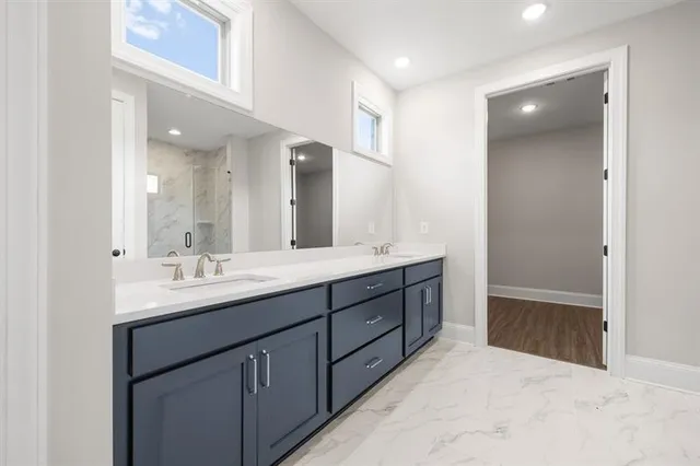 a bathroom with a shower