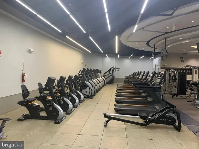 a view of a room with gym equipment