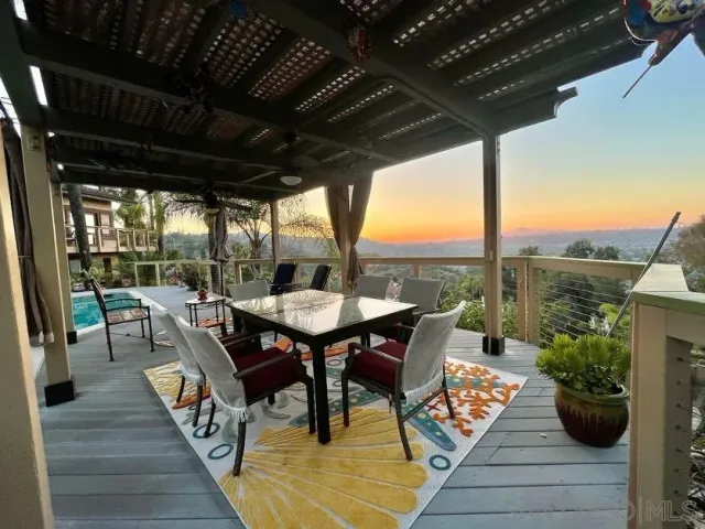 a outdoor view with a sitting space