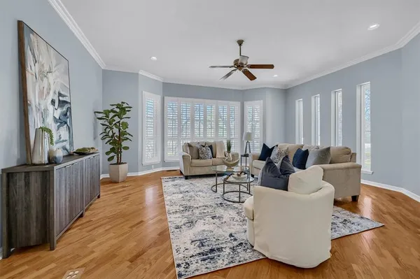 a living room with furniture
