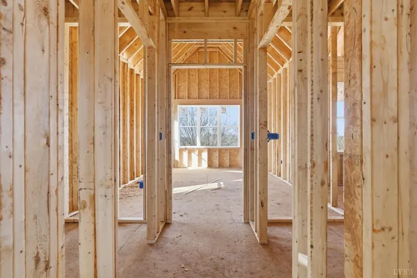 a view of a room with a window