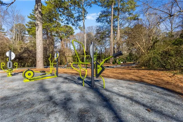 a view of road and trees
