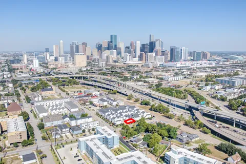 a view of a city with tall buildings