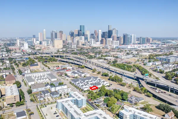 a view of a city with tall buildings