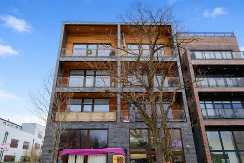 a building view with a street