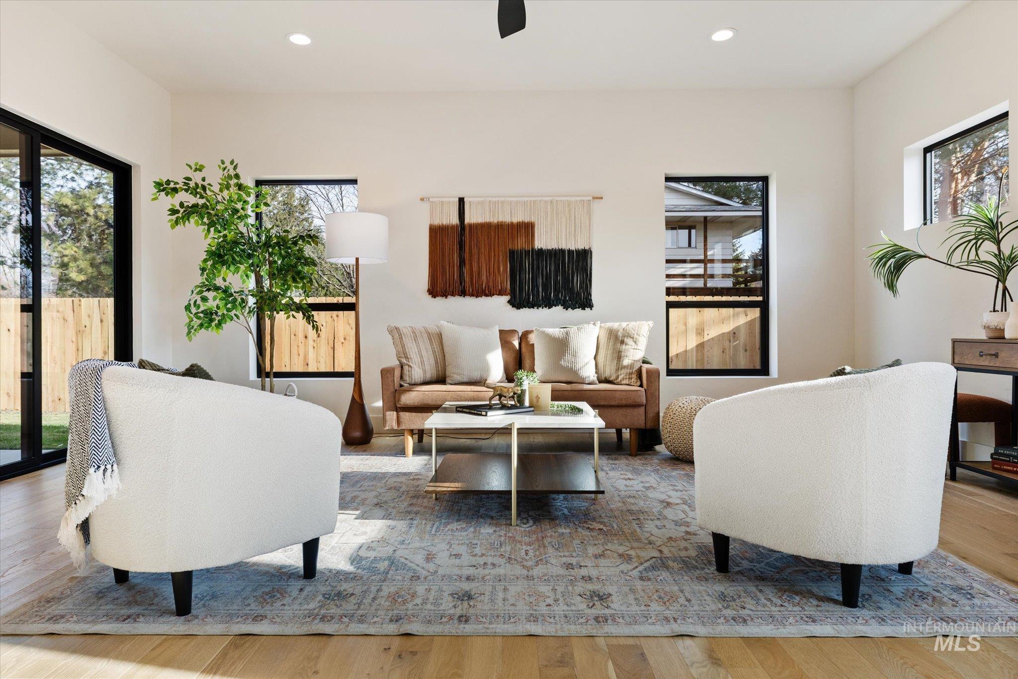 5612 West Grover Street Boise, ID 83705 - Photo 7 of 50 Living area with plenty of natural light, light wood-style flooring, and recessed lighting