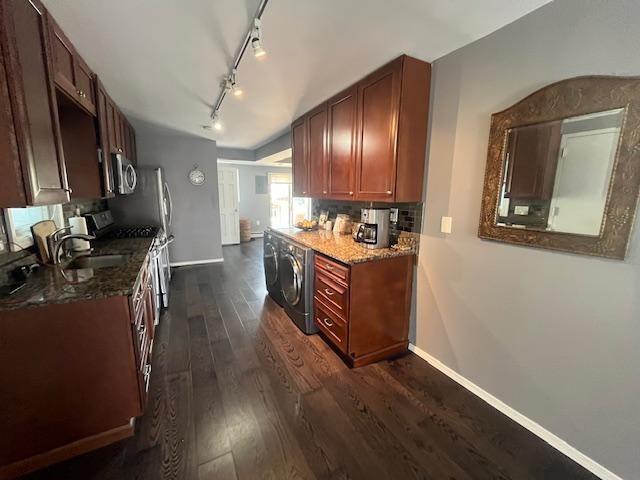 87 Bartlett Place Brooklyn, NY 11229 - Photo 11 of 20 a room with a refrigerator a sink and wooden floor