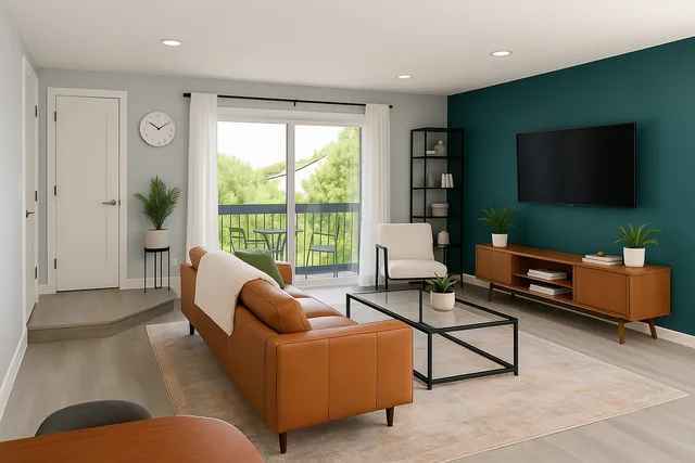 a living room with furniture and a flat screen tv