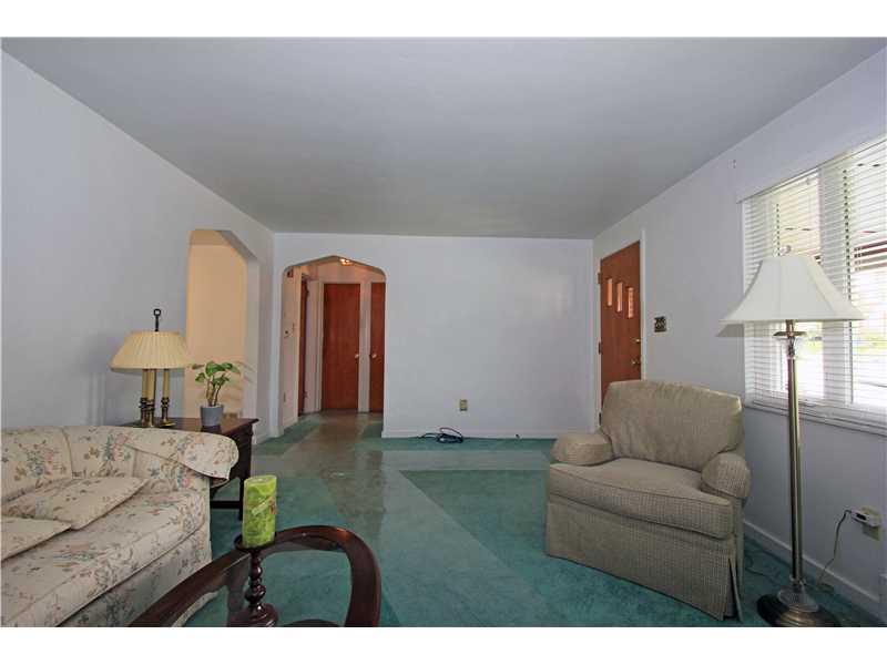 328 Rockhill Road Pittsburgh, PA 15243 - Photo 3 of 25 Living Room. This alternate view highlights the main entry and the custom doorways to the dining room and back hallway. The carpets were just cleaned and the sellers covered the traffic areas with plastic to preserve cleanliness.