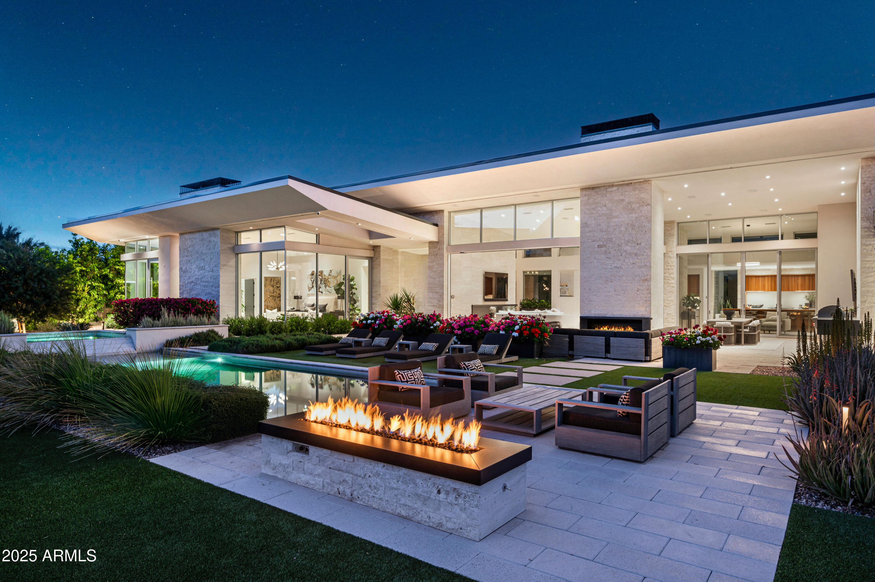 5611 North Wilkinson Road Paradise Valley, AZ 85253 - Photo 3 of 28 Backyard at Night