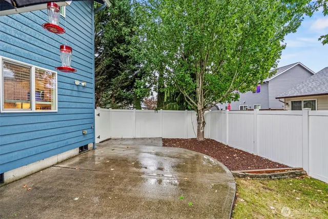 a view of backyard with swimming pool