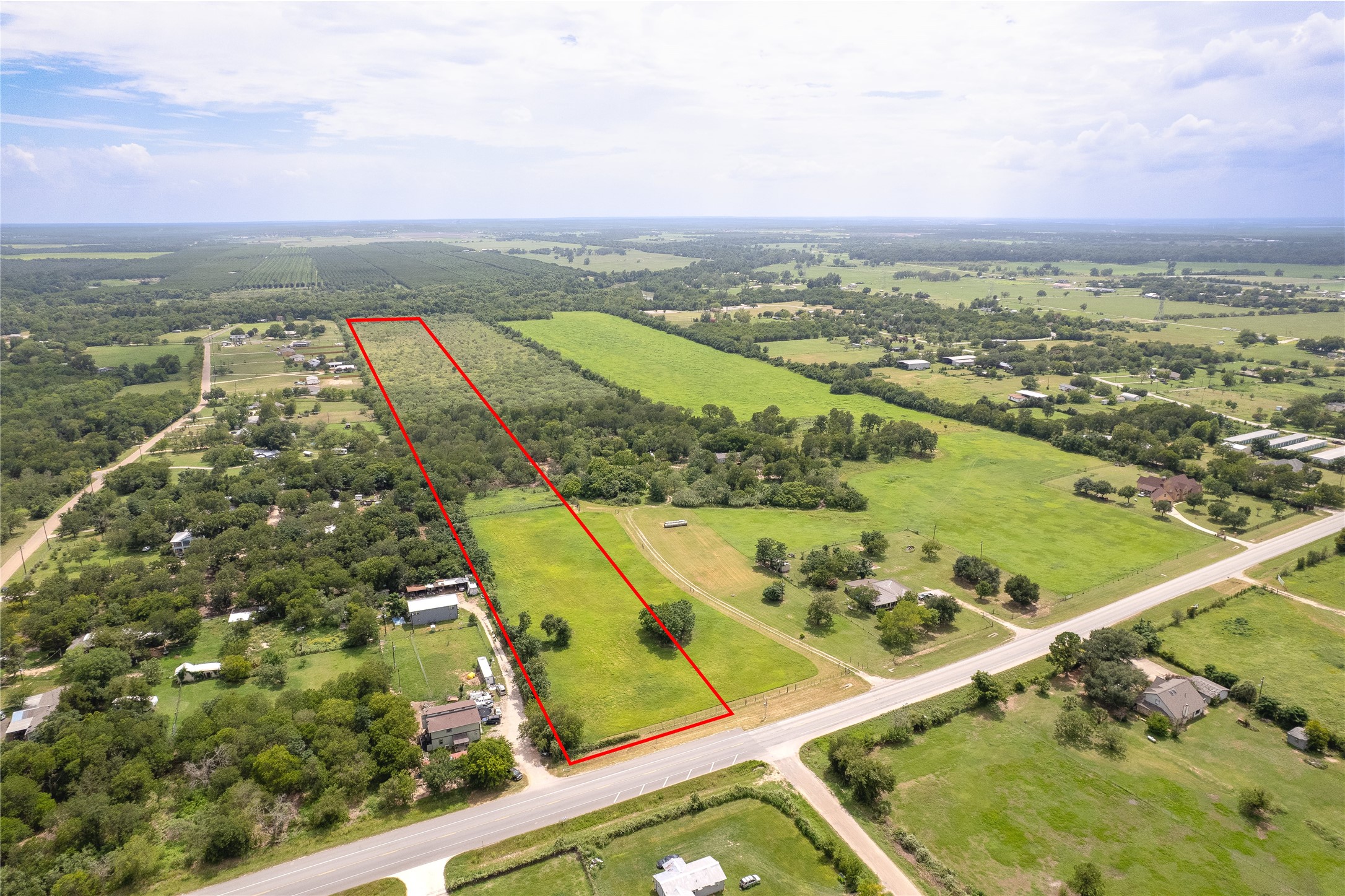 969 Rd Elgin Tx 78602 Road Elgin, TX 78621 - Photo 3 of 17 Overview of rural landscape with property parcel outlined