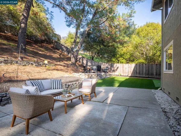 a view of an outdoor space with seating area