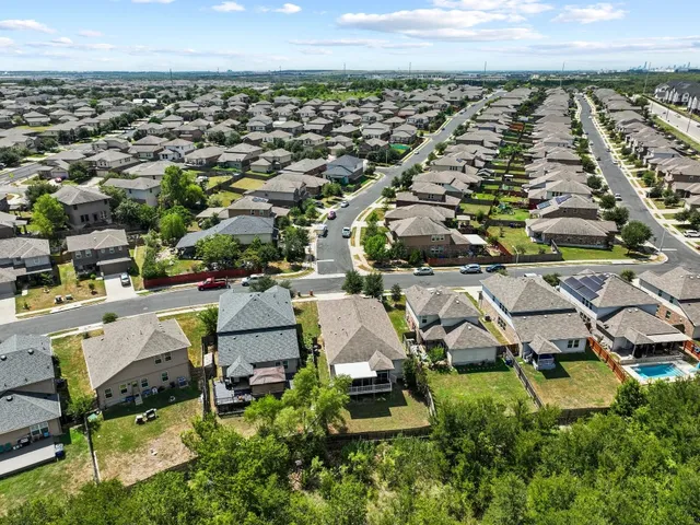 an aerial view of multiple houses