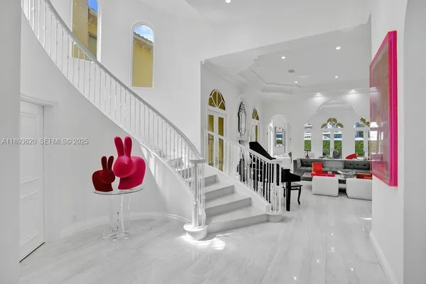 a living room with furniture