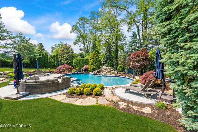 a dining room with furniture