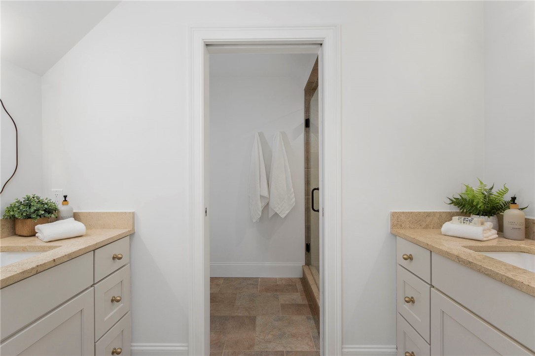 104 Ferry Road Bristol, RI 02809 - Photo 34 of 45 Guest bathroom with 2 vanities and walk in shower