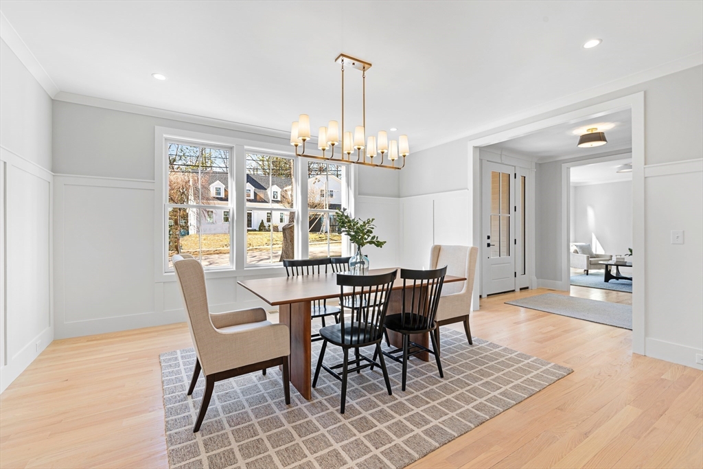 78 Morningside Road Needham, MA 02492 - Photo 5 of 38 a view of a dining room with furniture wooden floor and chandelier