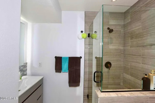 a bathroom with a shower