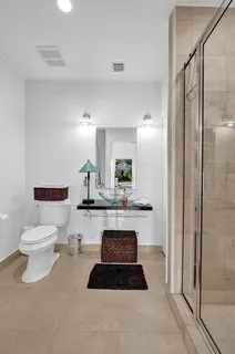 a view of a backyard with plants and tree