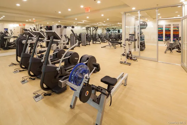 a view of a room with gym equipment
