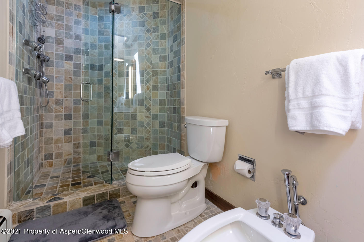 1441 Crystal Lake Road, Unit 2 Aspen, CO 81611 - Photo 16 of 20 a bathroom with a toilet and a shower