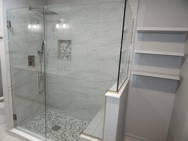 a bathroom with a shower