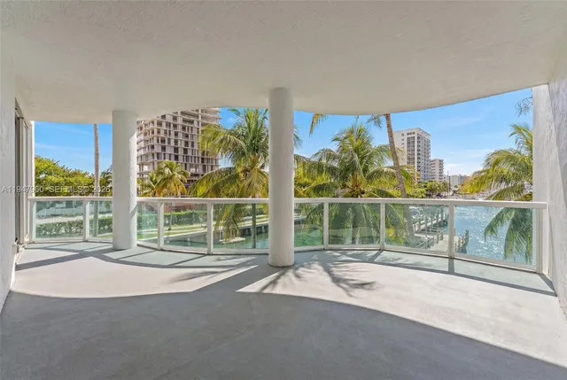 a view of balcony with garden