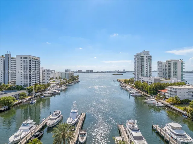 a view of a lake with a city view