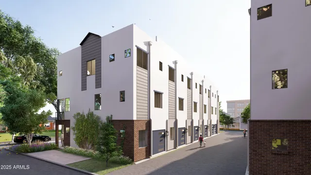 a city street lined with tall buildings