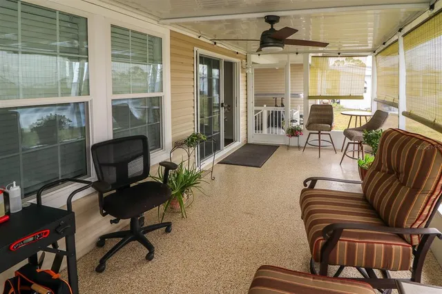 a living room with furniture