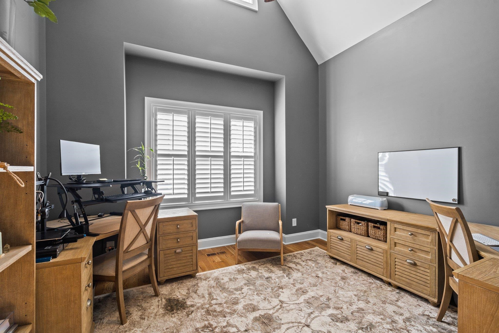 7605 Scarlet Court Raleigh, NC 27614 - Photo 17 of 30 Vaulted Ceiling, Site Finished Hardwoods, & Plantation Shutters Office/Study
