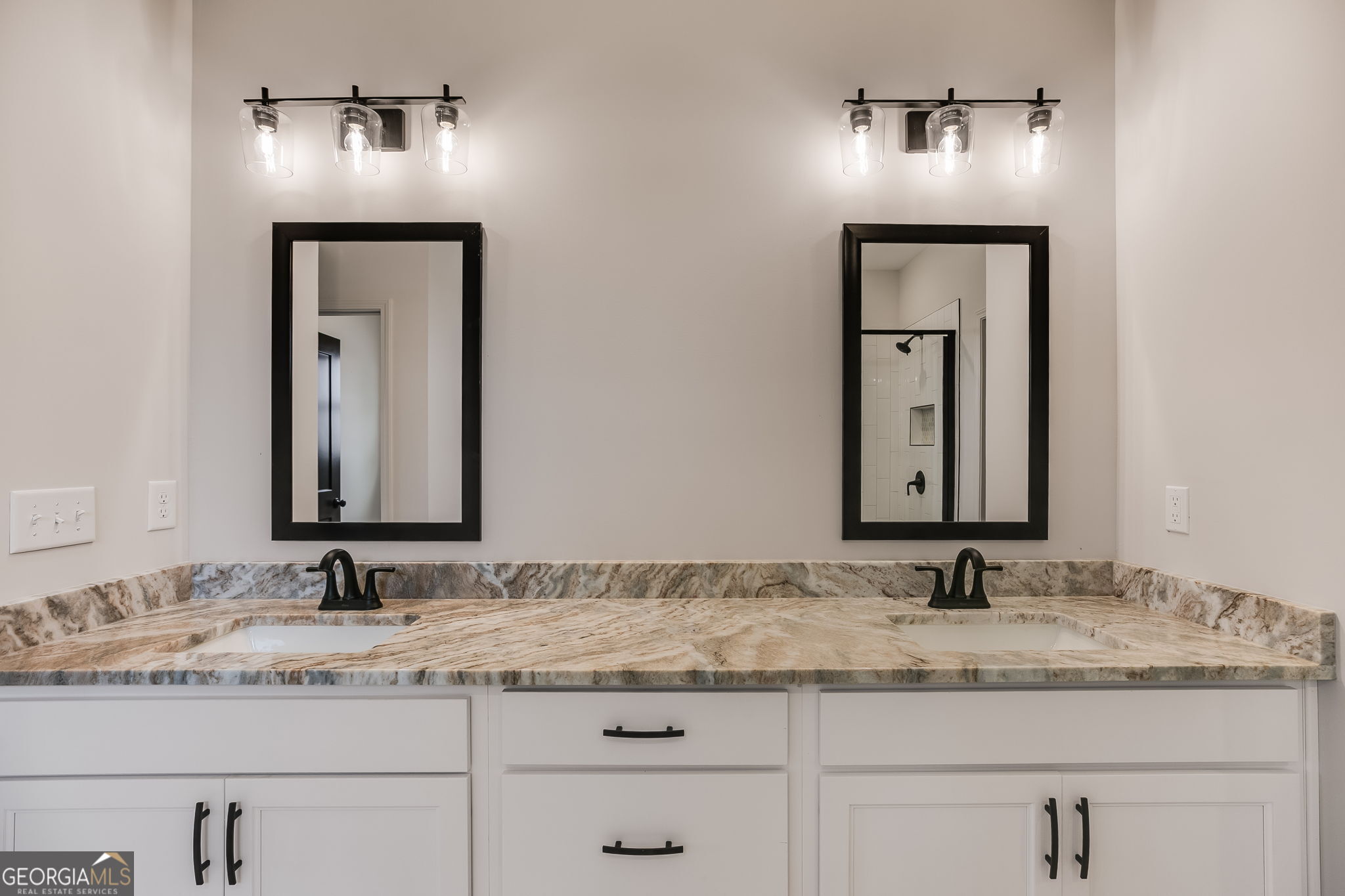 12 Stewart Road Roopville, GA 30170 - Photo 24 of 48 a bathroom with a granite countertop sink vanity and a mirror