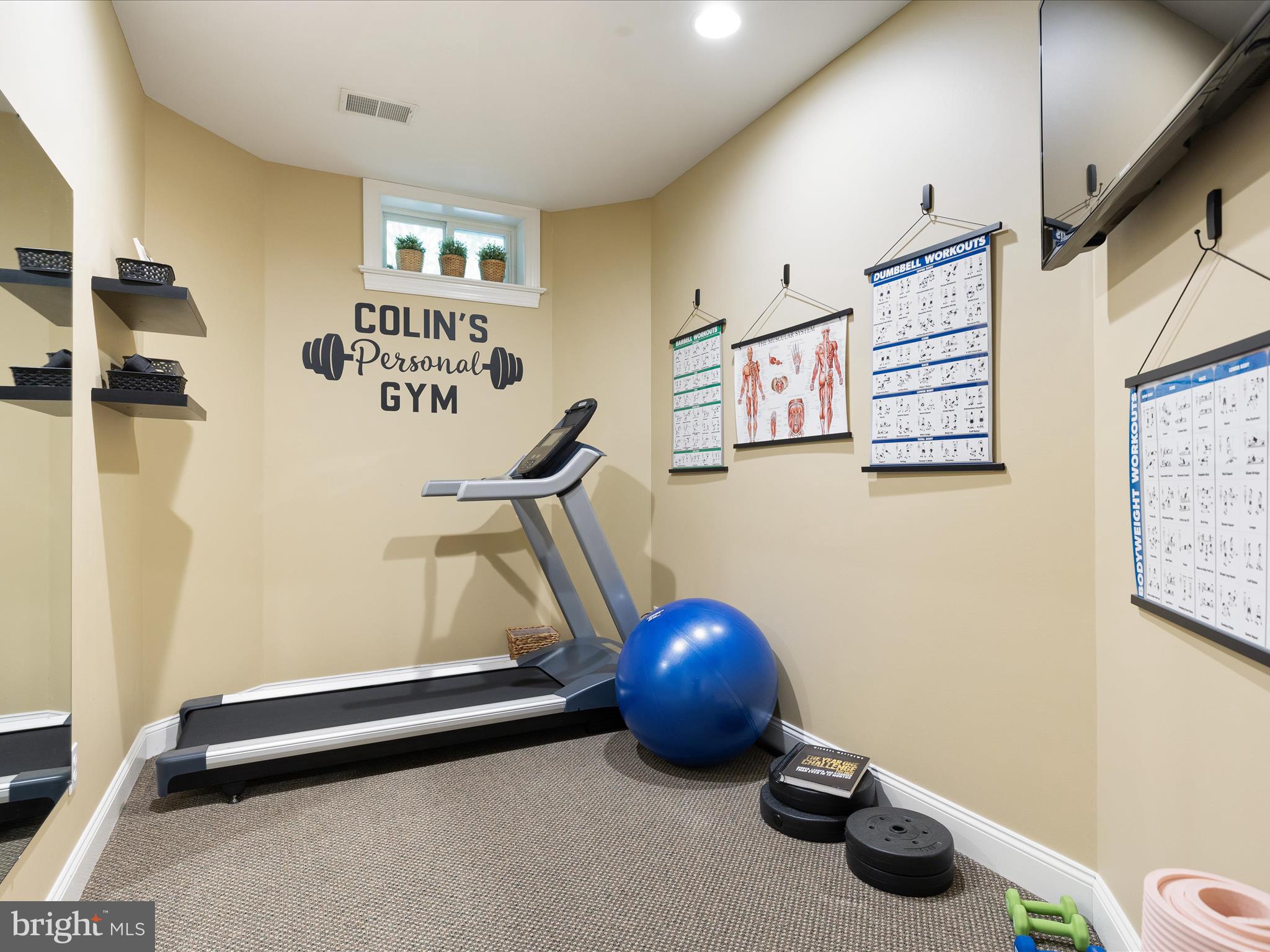 130 Waterfall Lane Landenberg, PA 19350 - Photo 36 of 49 a room with gym equipment and wall paintings